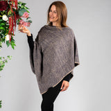Hand Woven Navy & Natural Chunky Cashmere Poncho