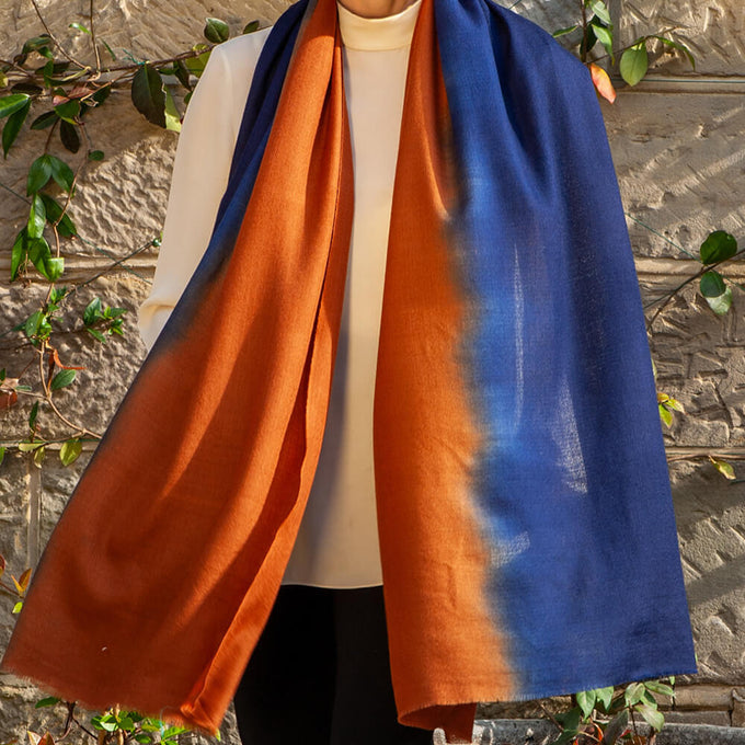 The Earth Tones - Midnight Wood Shaded Cashmere and Silk Wrap