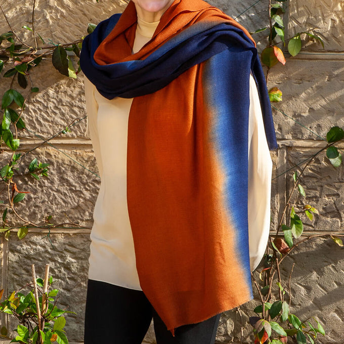 The Earth Tones - Midnight Wood Shaded Cashmere and Silk Wrap