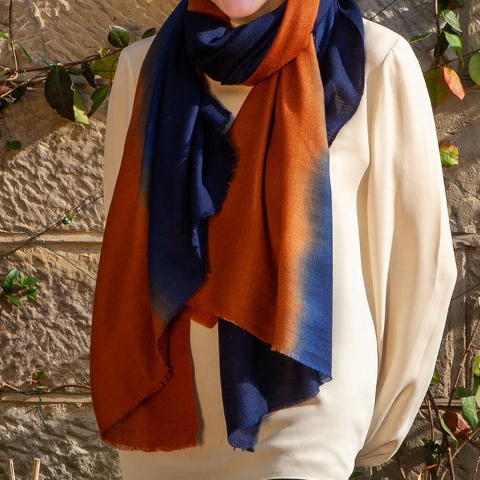 The Earth Tones - Midnight Wood Shaded Cashmere and Silk Wrap