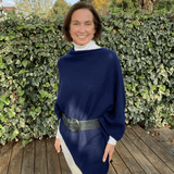 Midnight Navy Blue Knitted Cashmere Poncho