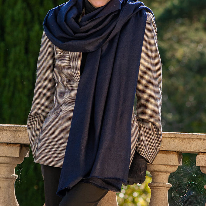 Navy Blue Cashmere Shawl