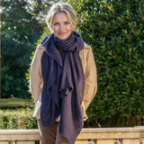 Classic Navy Cashmere and Silk Oversize Wrap