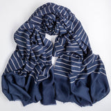Navy Pinstripe Pashmina Cashmere Shawl