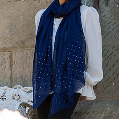 Swarovski Navy Wrap in Cashmere and Silk
