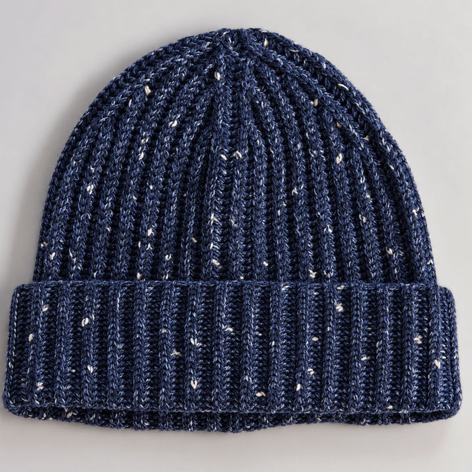 Navy Flecked Italian Cashmere Beanie