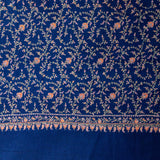 Hand Embroidered Pashmina Cashmere Shawl - Navy Floral