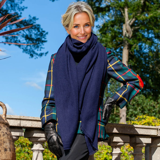 Midnight Blue Gossamer Cashmere Shawl