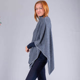 Navy and Grey Knitted Cashmere Poncho