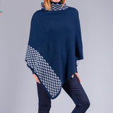 Navy and Grey Double Layer Cashmere Poncho