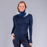 Navy and Silver Grey Double Sided Long Cashmere Snood