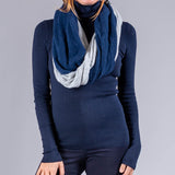 Navy and Silver Grey Double Sided Long Cashmere Snood