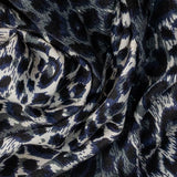 Supersize Navy Leopard Print Cashmere and Silk Shawl