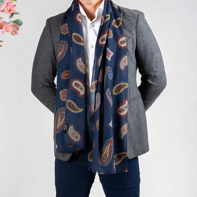 Milano Prussian Blue Italian Wool Scarf