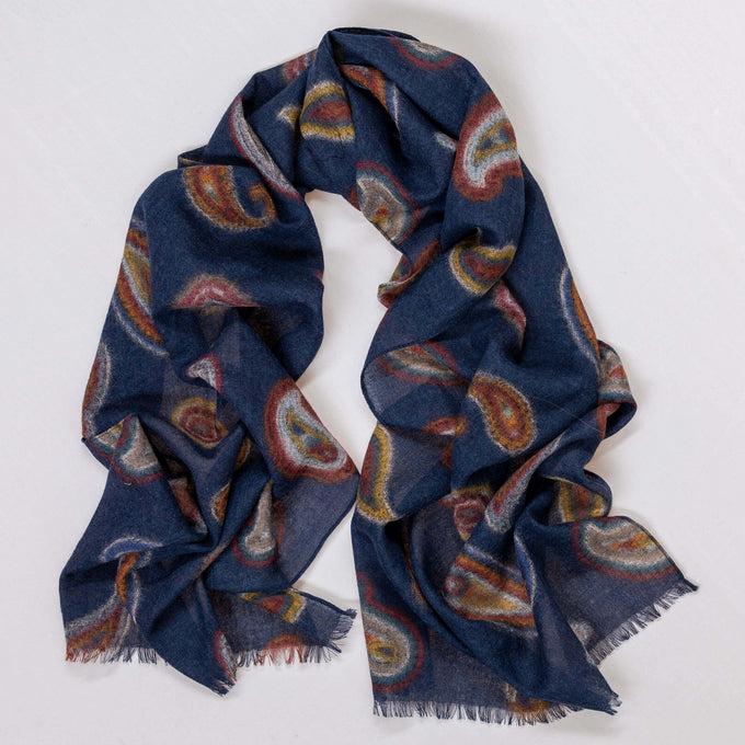 Milano Prussian Blue Italian Wool Scarf