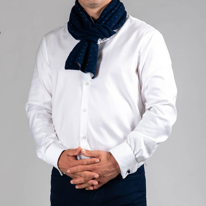 Navy Polka Dot Double Faced Cashmere Neck Warmer