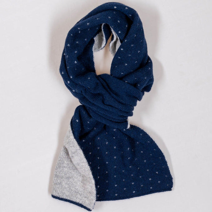 Navy Polka Dot Double Faced Cashmere Neck Warmer