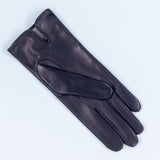 Navy Silk Lined Italian Leather Gloves