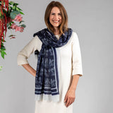 The Toile de Jouy Trilogy-Navy Toile Cashmere and Silk Wrap