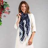 The Toile de Jouy Trilogy-Navy Toile Cashmere and Silk Wrap