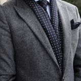 Adelfia - Navy Polka Dot Silk Scarf - Sample