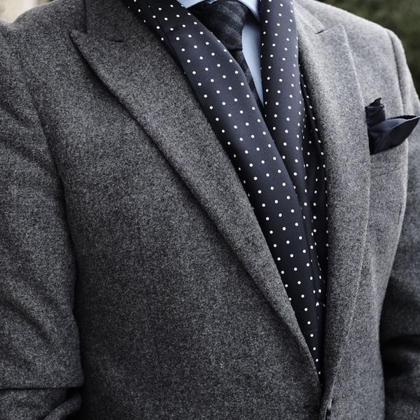 Adelfia - Navy Polka Dot Silk Scarf - Sample