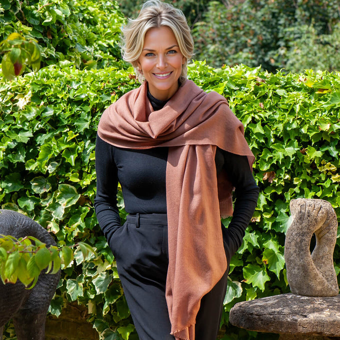 The Spice Palette - Crushed Nutmeg Cashmere and Silk Wrap