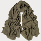 Olive Green Pashmina Cashmere Ring Shawl