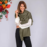 Olive Green Pashmina Cashmere Ring Shawl