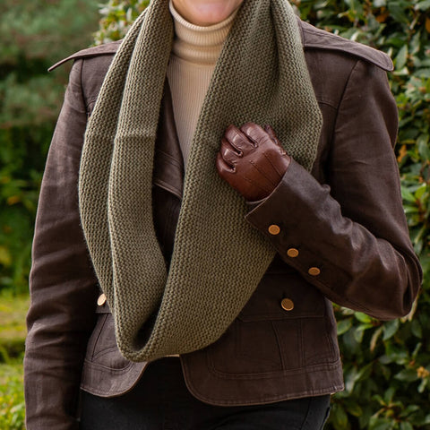 Superluxe Olive Green Italian Cashmere Double Snood