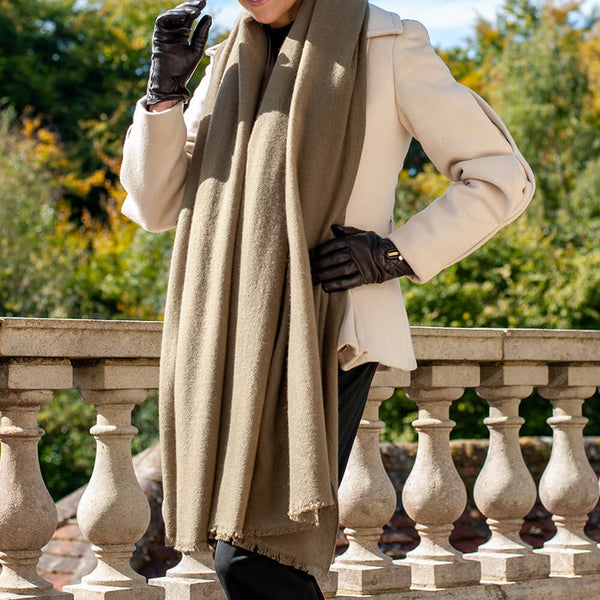 Olive Green Gossamer Cashmere Shawl