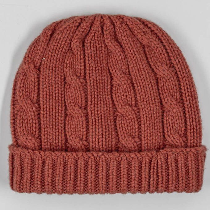 Terracotta Cable Knit Italian Cashmere Beanie