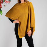 Pumpkin and Walnut Knitted Cashmere Poncho