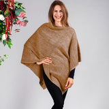 Hand Woven Burnt Orange & Natural Chunky Cashmere Poncho