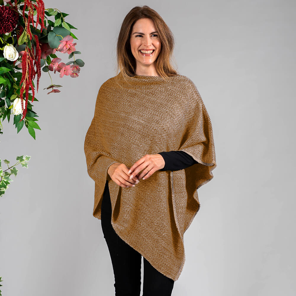 Orange on sale cashmere poncho