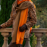 Chocolate Orange Shaded cashmere and Silk Wrap
