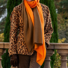 Chocolate Orange Shaded cashmere and Silk Wrap