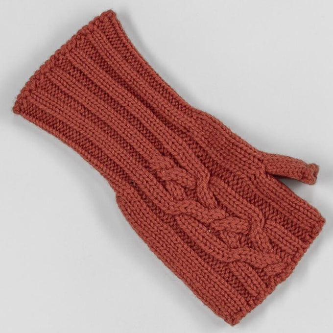 Terracotta Cable Knit Cashmere Wrist Warmers