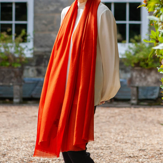 Terracotta Spice Cashmere and Silk Wrap