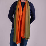 Classic Terracotta to Olive Fine Wool and Silk Scarf