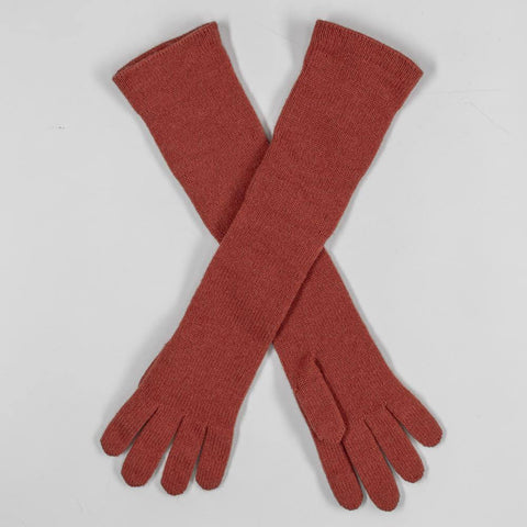Long Terracotta Italian Cashmere Gloves