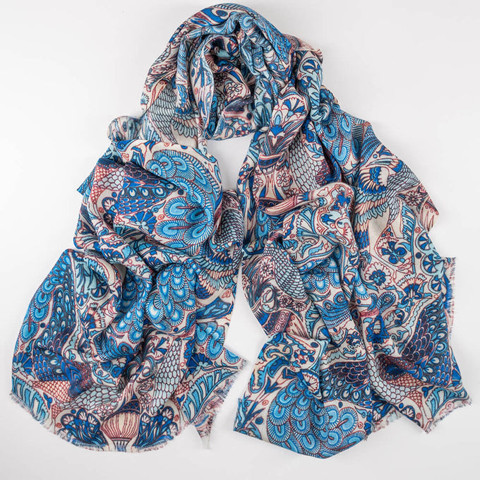 PRE ORDER: The Liberty ‘Oscar’s Palace’ Duet - Blue Cashmere and Silk Wrap