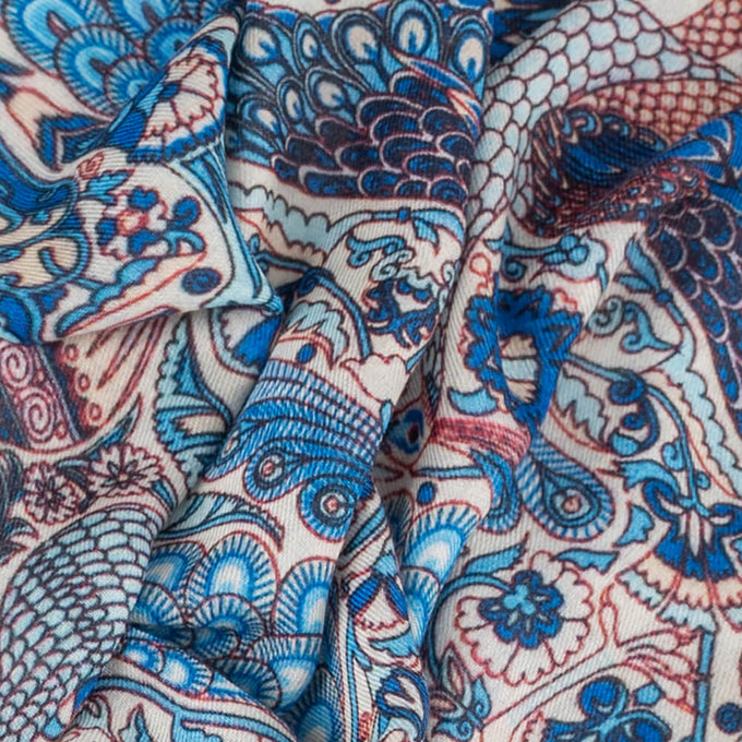 PRE ORDER: The Liberty ‘Oscar’s Palace’ Duet - Blue Cashmere and Silk Wrap