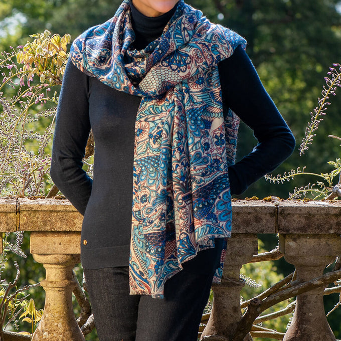 PRE ORDER: The Liberty ‘Oscar’s Palace’ Duet - Blue Cashmere and Silk Wrap