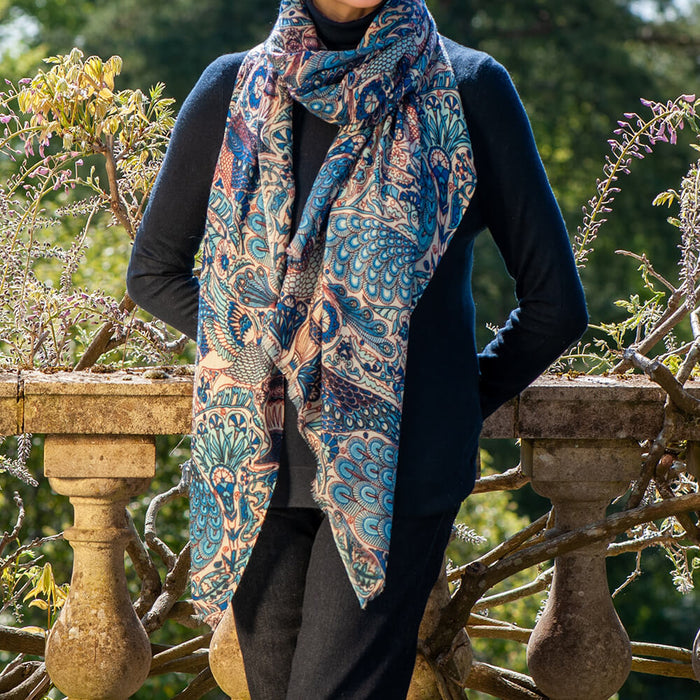 The Liberty ‘Oscar’s Palace’ Duet - Blue Cashmere and Silk Wrap