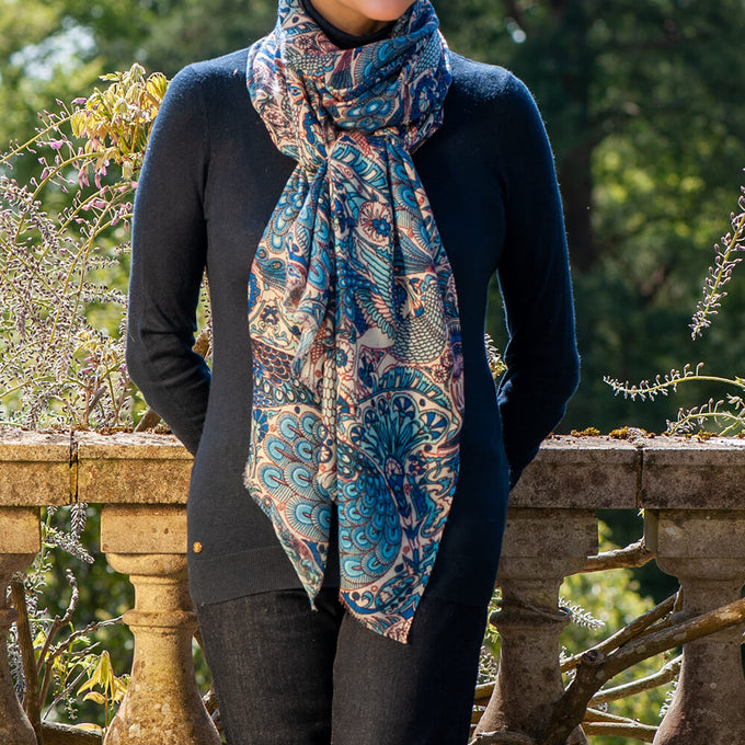 PRE ORDER: The Liberty ‘Oscar’s Palace’ Duet - Blue Cashmere and Silk Wrap