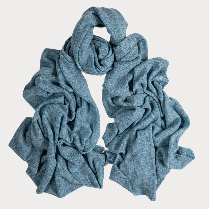 Dusty Teal Oversize Cashmere Knit Scarf