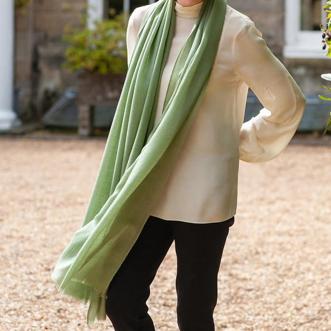 Sage Green Cashmere and Silk Wrap
