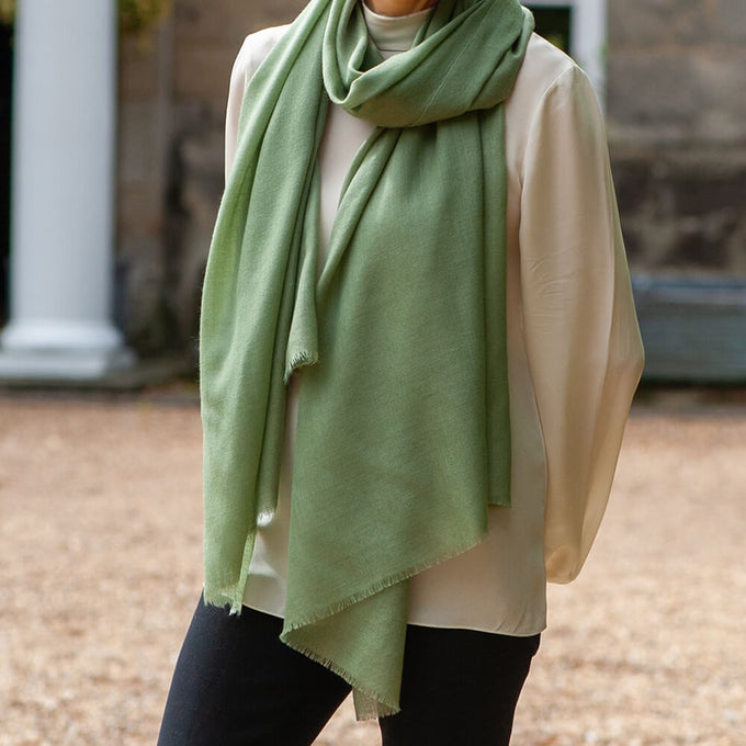 Sage Green Cashmere and Silk Wrap