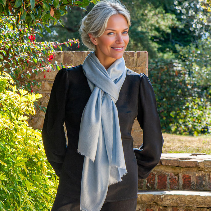Pastel Blue Cashmere and Silk Wrap
